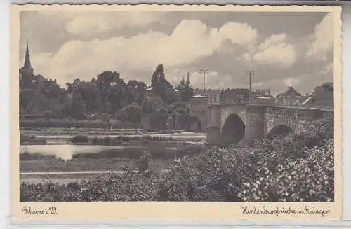 32418 Ak Rheine i.W. Hindenburgbrücke m. Anlagen um 1930