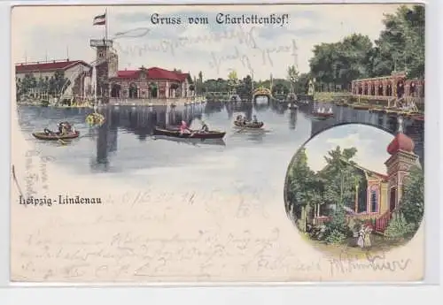 83764 Ak Lithographie Gruß vom Charlottenhof Leipzig Lindenau 1900