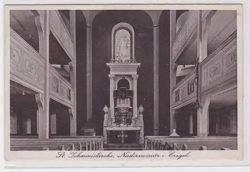 11003 Ak Niederzwönitz im Erzgebirge Inneres der St. Johanniskirche um 1930