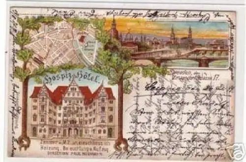 08127 Ak Lithographie Dresden Hospiz Hotel 1899