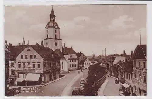 83680 AK Meerane i. Sa. - Partie an der Kirche - Putzartikel Otto Liessmann 1937