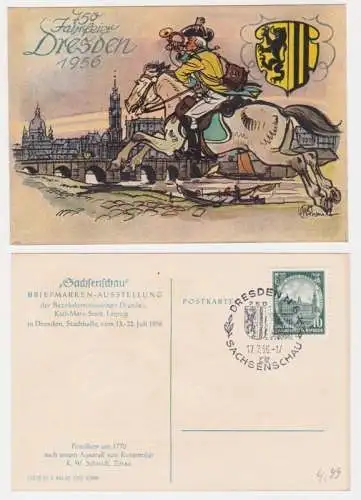 95611 Künstler Ak 750 Jahre Dresden 1956, Sachsenschau Briefmarkenausstellung