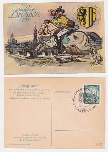 95614 Künstler Ak 750 Jahre Dresden 1956, Sachsenschau Briefmarkenausstellung