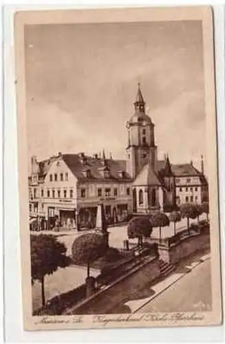 39231 Ak Meerane Kriegerdenkmal Kirche Pfarrhaus 1938