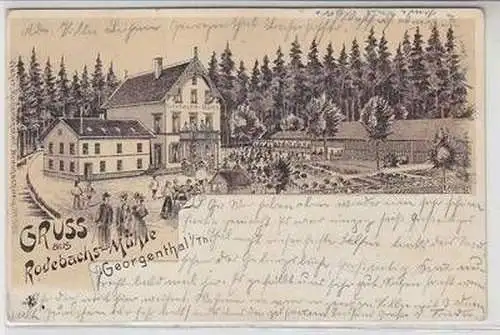 02426 Ak Gruß aus Rodebachs-Mühle Georgenthal in Thüringen 1900