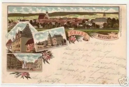 07987 Ak Lithographie Gruß aus Neustadt an der Orla1900