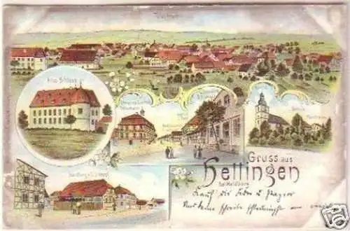 15242 Ak Lithographie Gruss aus Hellingen in Thür. 1900