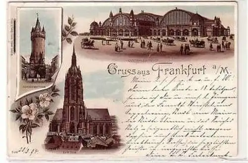 14121 Ak Lithographie Gruss aus Frankfurt a.M. 1894