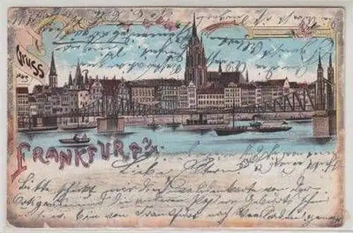 48830 Ak Lithografie Gruss aus Frankfurt am Main um 1900