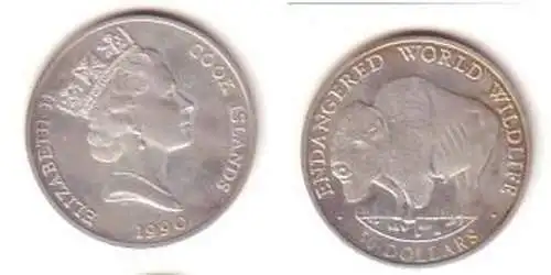 50 Dollar Silber Münze Cook Insel 1990 Bison