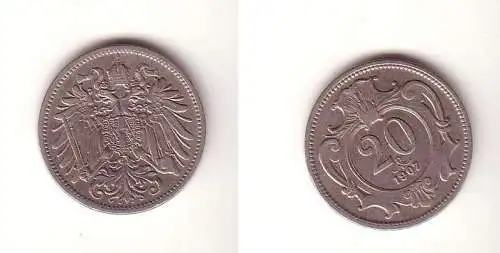 20 Heller Kupfer Nickel Münze Österreich 1907