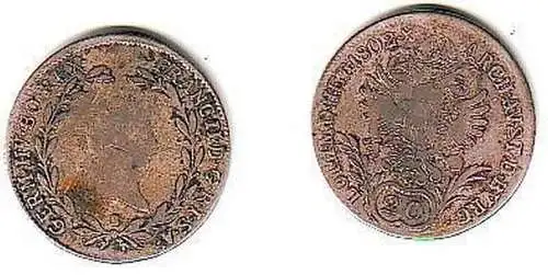 20 Kreuzer Silber Münze Österreich 1802 B