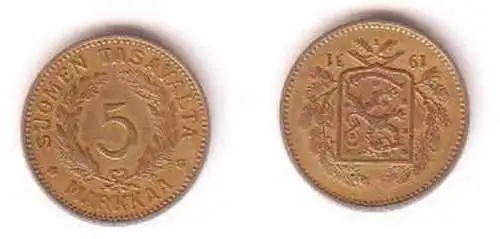 5 Markkaa Messing Münze Finnland 1931