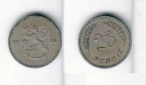 25 Penniä Nickel Münze Finnland 1928