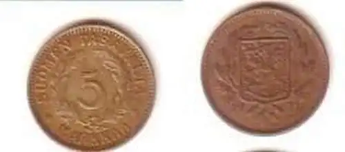 5 Markkaa Messing Münze Finnland 1931