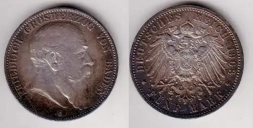 5 Mark Silber Münze Baden Großherzog Friedrich 1903