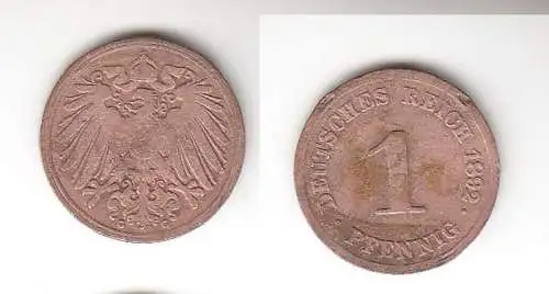 1 Pfennig Kupfer Münze Deutsches Reich 1892 G Jäger Nr.10 (112289)