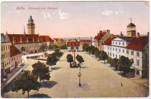 25828 Feldpost Ak Zeitz Altmarkt und Rathaus 1916