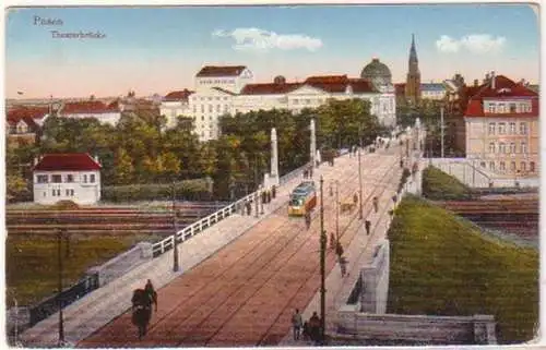 21654 Feldpost Ak Posen Theaterbrücke 1916