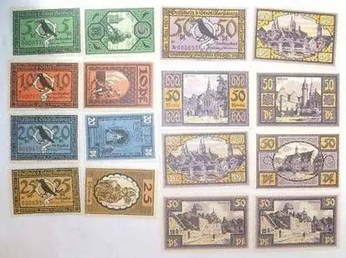 16 Banknoten Notgeld Stadt Merseburg 1921