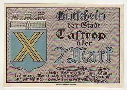 2 Mark Banknote Notgeld Stadt Castrop 1921