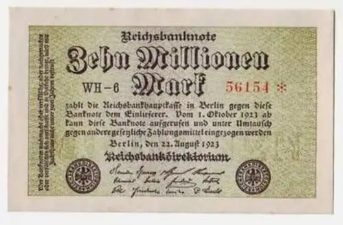 Banknote Inflation 10 Millionen Mark Rosenberg 105 e