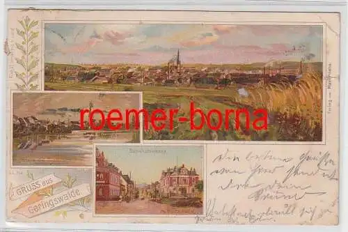 77182 Ak Lithografie Gruss aus Geringswalde Bahnhofstrasse usw. 1899