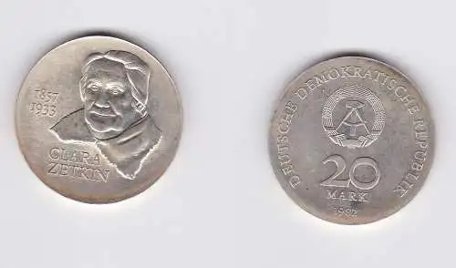 DDR Gedenk Münze 20 Mark Clara Zetkin 1982 Stempelglanz (128736)