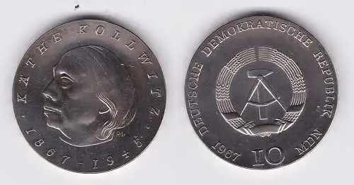 DDR Gedenk Silber Münze 10 Mark Käthe Kollwitz 1967 (103888)