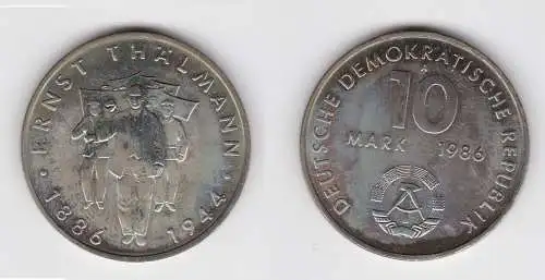 DDR Gedenk Münze 10 Mark Ernst Thälmann 1986 Stempelglanz (148715)