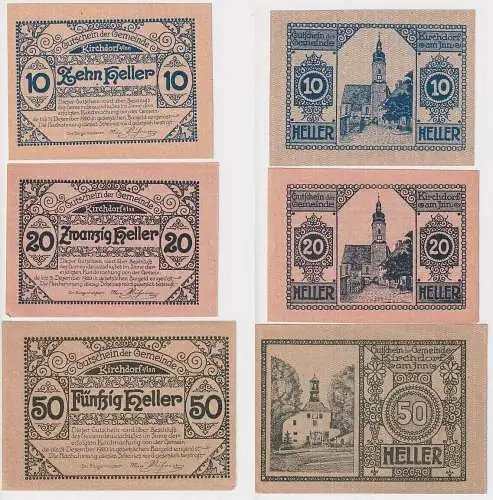 10,20 und 50 Heller Banknoten Notgeld Gemeinde Kirchdorf am Inn 1920 (125653)