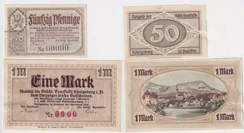 2 Banknoten Notgeld Städtisches Sparkasse Königsberg in Franken 1918 (118893)