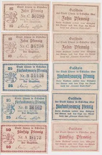 5 Banknoten Notgeld Stadt Löwen Lewin in Schlesien 1920 (117735)