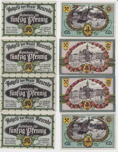 4 Banknoten Notgeld Stadt Neurode im Eulengebirge in Schlesien 1921 (115910)