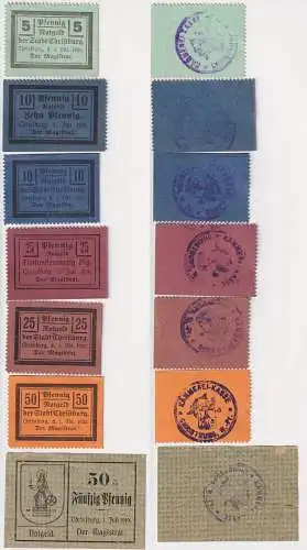 7 Banknoten Notgeld Stadt Christburg Dzierzgon 1919/1920 (114391)