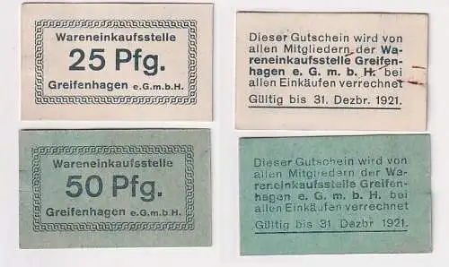 25 & 50 Pfennig Banknoten Notgeld Wareneinkaufsstelle Greifenhagen eGmbH(112792)