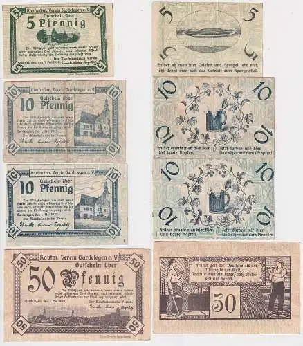 4 Banknoten Notgeld Kaufmännischer Verein Gardelegen 1.5.1920 (115784)