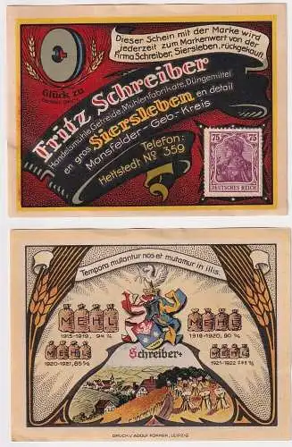 Banknote Notgeld Fritz Schreiber Siersleben Handelsmühle o.D. (1921/22) (130141)