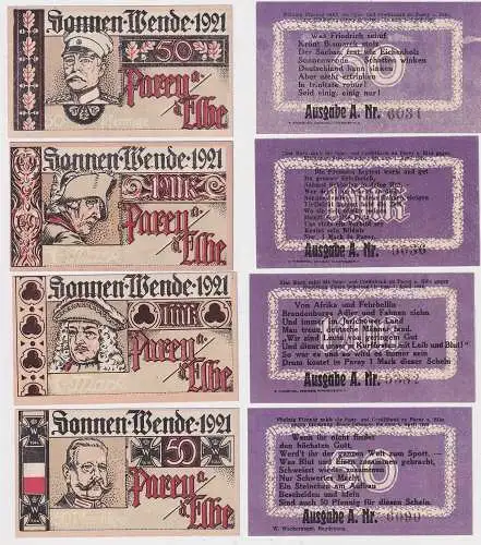 4 Banknoten Notgeld der Stadt Parey a.d. Elbe 1921 (139211)