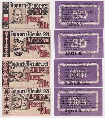 4 Banknoten Notgeld der Stadt Parey a.d. Elbe 1921 (135618)