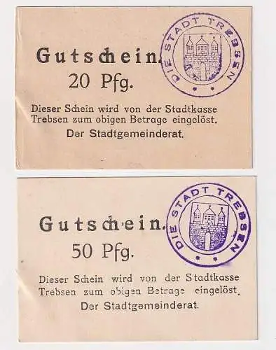 20 & 50 Pfennig Banknoten Notgeld Stadt Trebsen o.D. (107886)