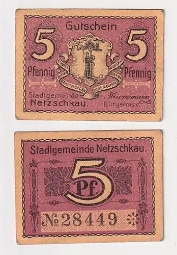 5 Pfennig Banknoten Notgeld Stadtgemainde Netzschkau o.D. (125451)