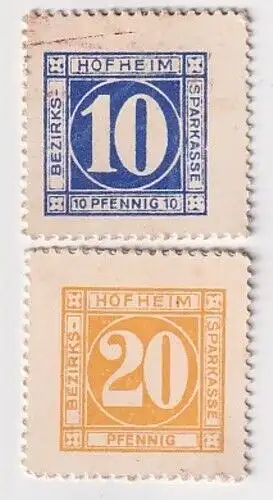 10 & 20 Pfennig Banknoten Notgeld Bezirks-Sparkasse Hofheim (106566)