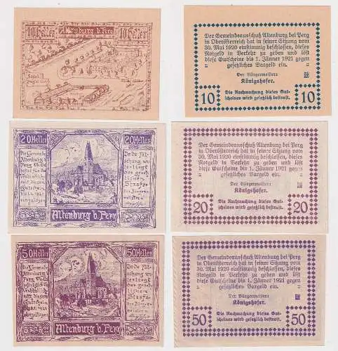 10,20 und 50 Heller Banknoten Notgeld Gemeinde Altenburg v.P. O.Ö 1920 (121671)