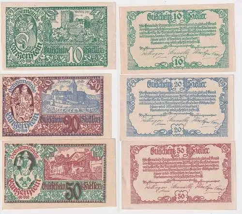 10,20 und 50 Heller Banknoten Notgeld Ortsgemeinde Langenstein O.Ö 1920 (105492)