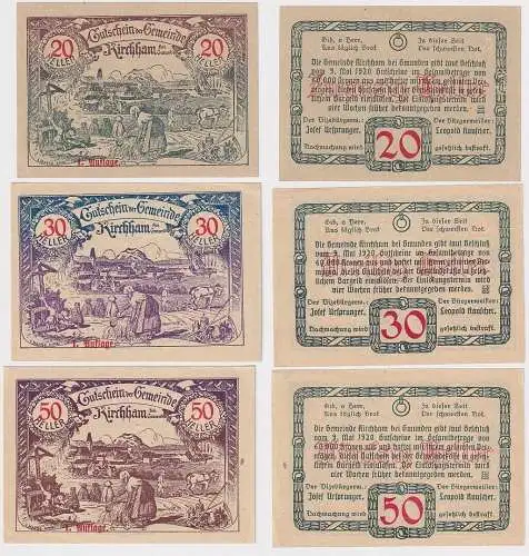 20,30 und 50 Heller Banknoten Notgeld Gemeinde Kirchham bei Gmund 1920 (127098