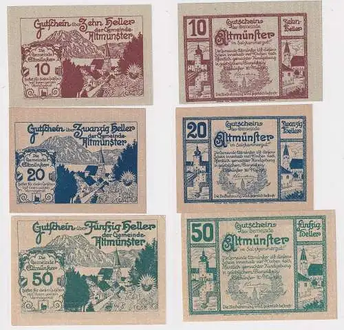 10,20 und 50 Heller Banknoten Notgeld Gemeinde Altmünster 1920 (102912)