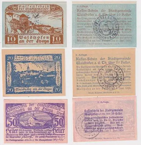 10,20 und 50 Heller Banknoten Notgeld Waidhofen an der Thaya 1920 (128247)