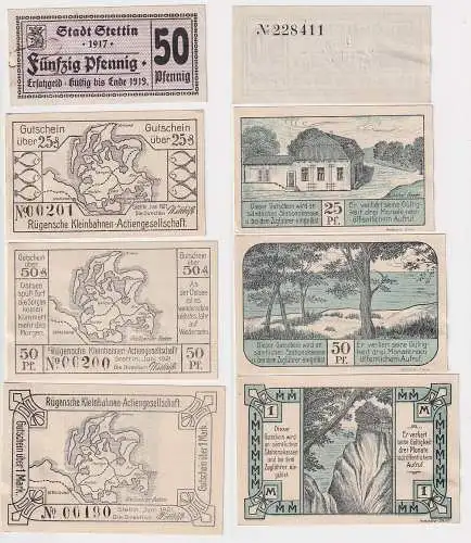 25,50 Pf. & 1 Mark Banknoten Stettin Rügensche Kleinbahnen AG Juni 1921 (114795)