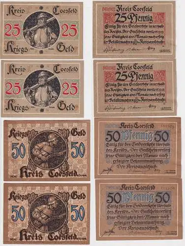 2 x 25, 2 x 50 Pfennig  Banknoten Notgeld Kreis Coesfeld o.D. (1920) (119848)